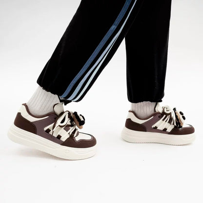BEIER winter plus velvet two-cotton shoes original color matching street shooting American sneakers women's 2024 new thick-soled bread shoes