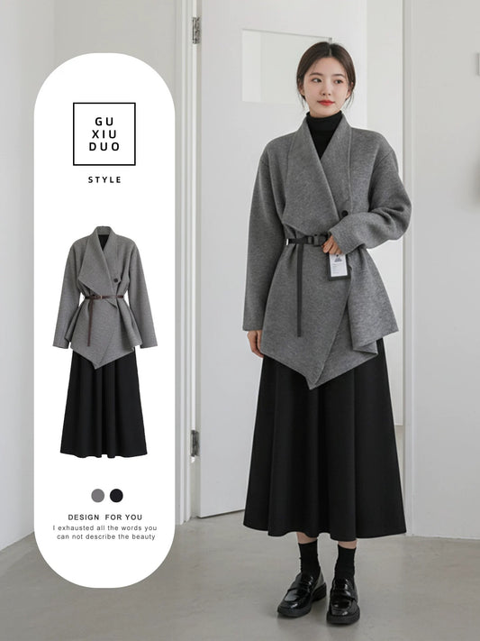 2026 Super Hot, Stylish, Unique, and Beautiful Korean Style Minimalist OOTD Outfit for Autumn and Winter - Two-Piece Set for Women