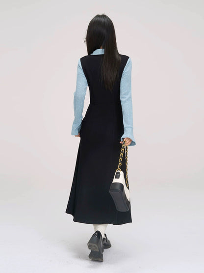 A small wildberry fake two-piece dress for women spring 2024 new high-end splicing slimming long skirt