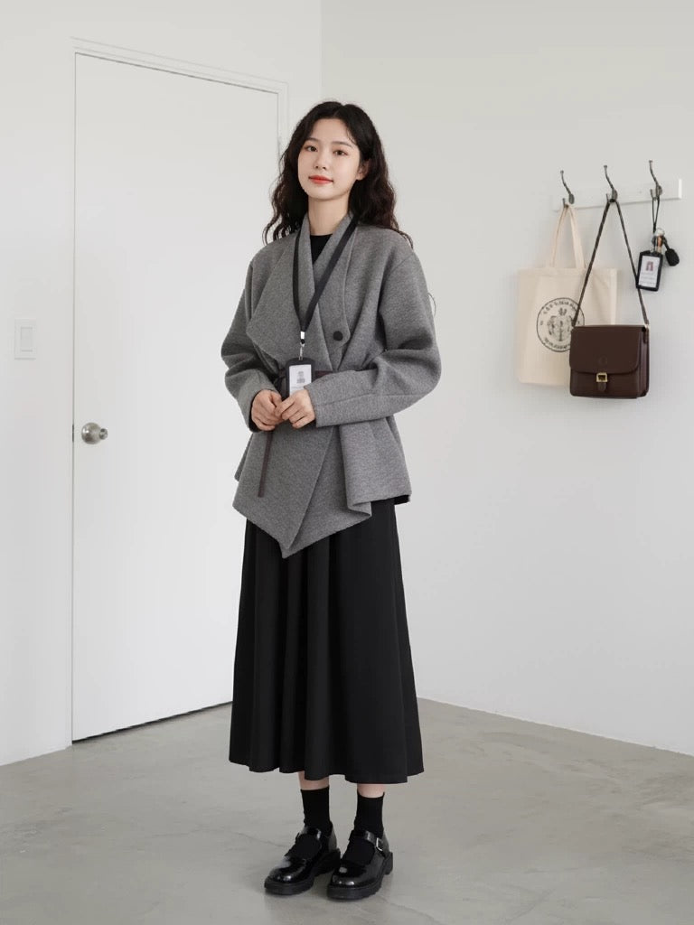 2026 Super Hot, Stylish, Unique, and Beautiful Korean Style Minimalist OOTD Outfit for Autumn and Winter - Two-Piece Set for Women