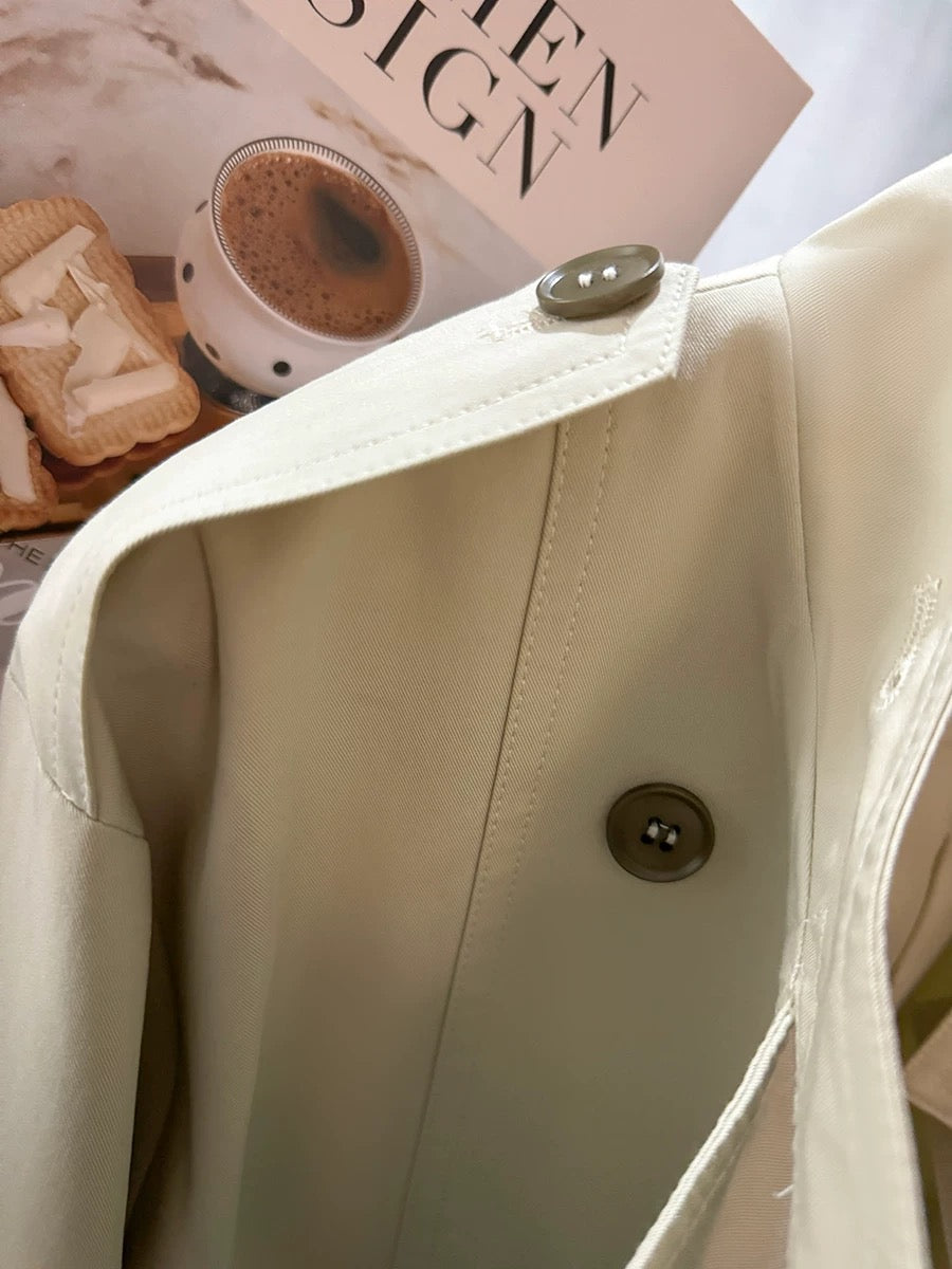 Beige short windbreaker jacket for women 2024 spring and autumn new French stand-up collar jacket trendy workwear top