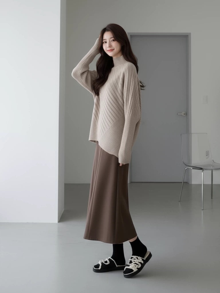 2026 Super Hot, Stylish, Unique, and Beautiful Korean Style Minimalist OOTD Outfit for Autumn and Winter - Two-Piece Set for Women