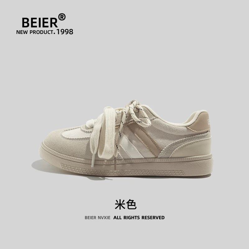 BEIER Korean retro moral training shoes summer thick-soled white shoes 2024 new design niche versatile sneakers