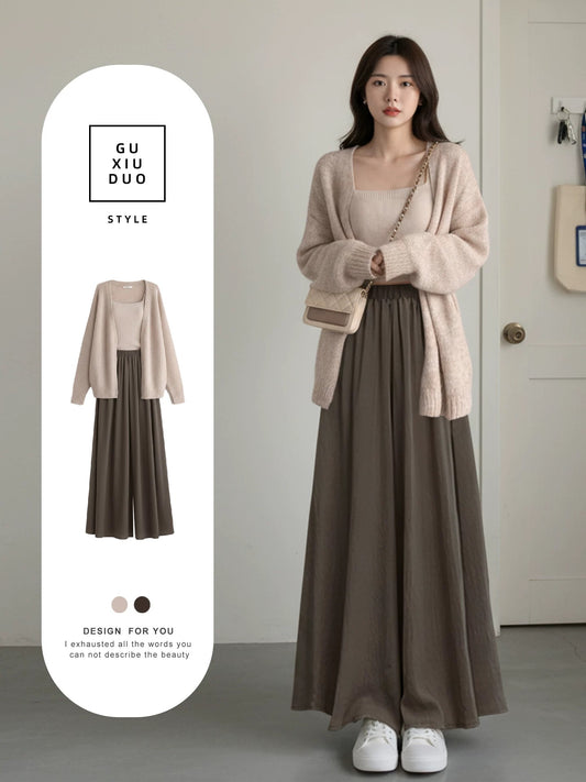 2026 Super Hot, Stylish, Unique, and Beautiful Korean Style Minimalist OOTD Outfit for Women - Three-Piece Set