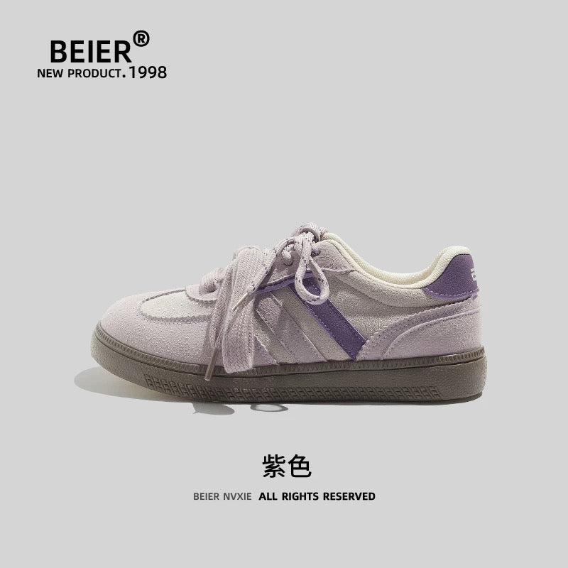 BEIER Korean retro moral training shoes summer thick-soled white shoes 2024 new design niche versatile sneakers