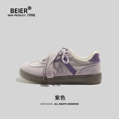 BEIER Korean retro moral training shoes summer thick-soled white shoes 2024 new design niche versatile sneakers