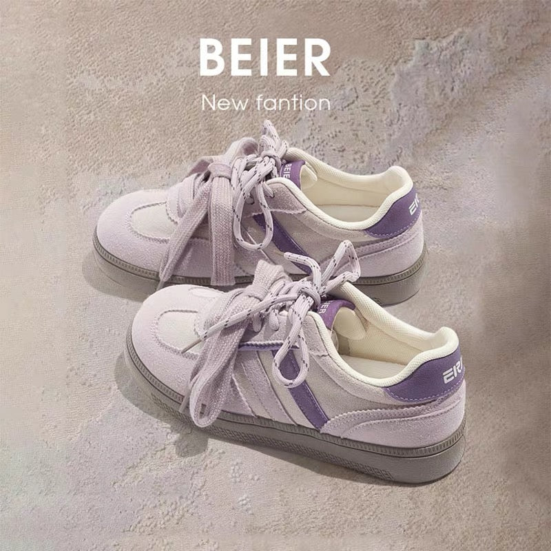 BEIER Korean retro moral training shoes summer thick-soled white shoes 2024 new design niche versatile sneakers
