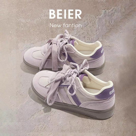 BEIER Korean retro moral training shoes summer thick-soled white shoes 2024 new design niche versatile sneakers
