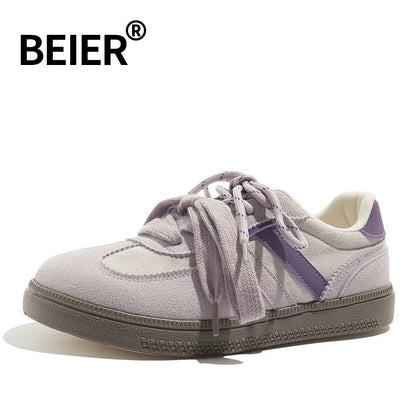 BEIER Korean retro moral training shoes summer thick-soled white shoes 2024 new design niche versatile sneakers