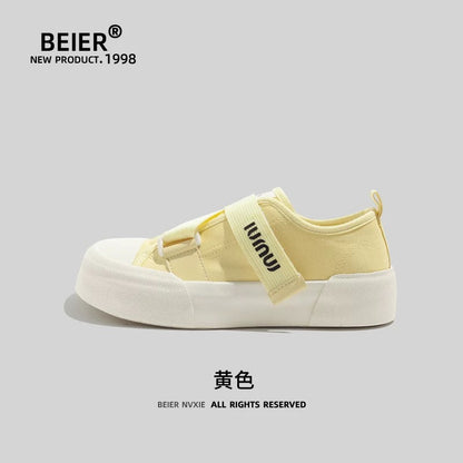 BEIER canvas shoes women's 2024 summer new niche original explosive modified small white shoes thick sole casual big-head women's shoes