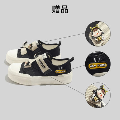 BEIER canvas shoes women's 2024 summer new niche original explosive modified small white shoes thick sole casual big-head women's shoes