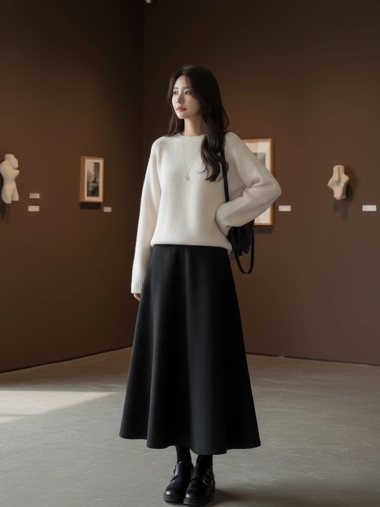 2026 Super Hot, Stylish, Unique, and Beautiful Korean Style Minimalist OOTD Outfit for Autumn and Winter - Two-Piece Set for Women