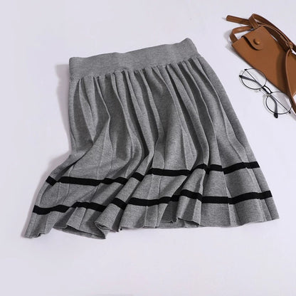 College style fashion suit for women in summer, three-dimensional bow short-sleeved lapel top + pleated skirt two-piece set