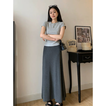 [Not looking thin and European] Dark gray skirt for women in autumn, mid-length hip-hugging fishtail skirt, long skirt covering thick legs
