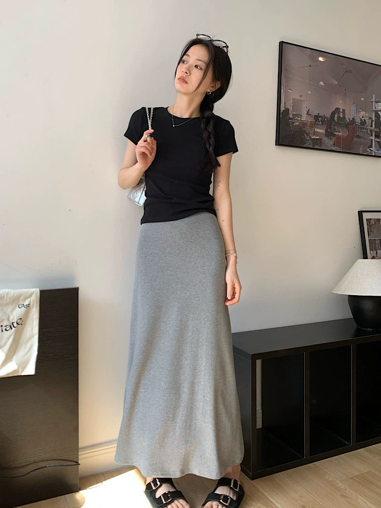 [Not looking thin and European] Dark gray skirt for women in autumn, mid-length hip-hugging fishtail skirt, long skirt covering thick legs