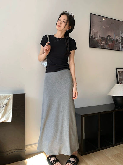 [Not looking thin and European] Dark gray skirt for women in autumn, mid-length hip-hugging fishtail skirt, long skirt covering thick legs