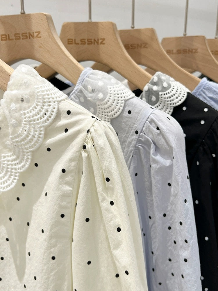 Western high-end chic small shirt spring and autumn 2024 new tops for women design niche doll collar long-sleeved shirts for women