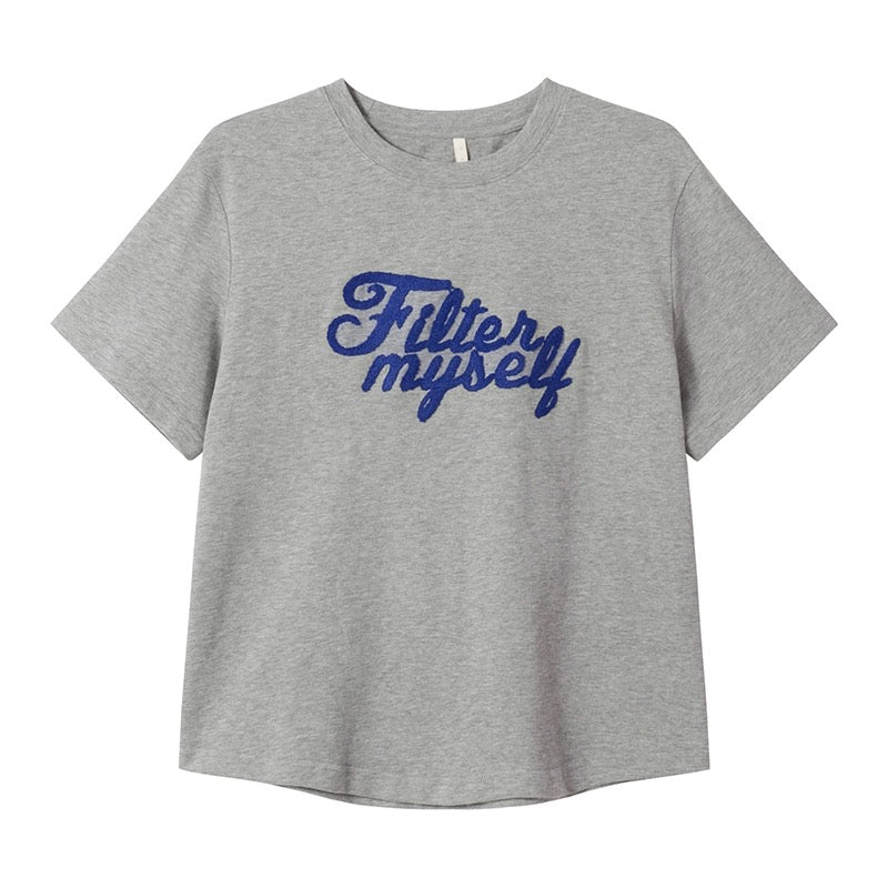 Hello Canon Original towel embroidered letter short-sleeved T-shirt for women summer 2024 new loose and slim T-shirt top
