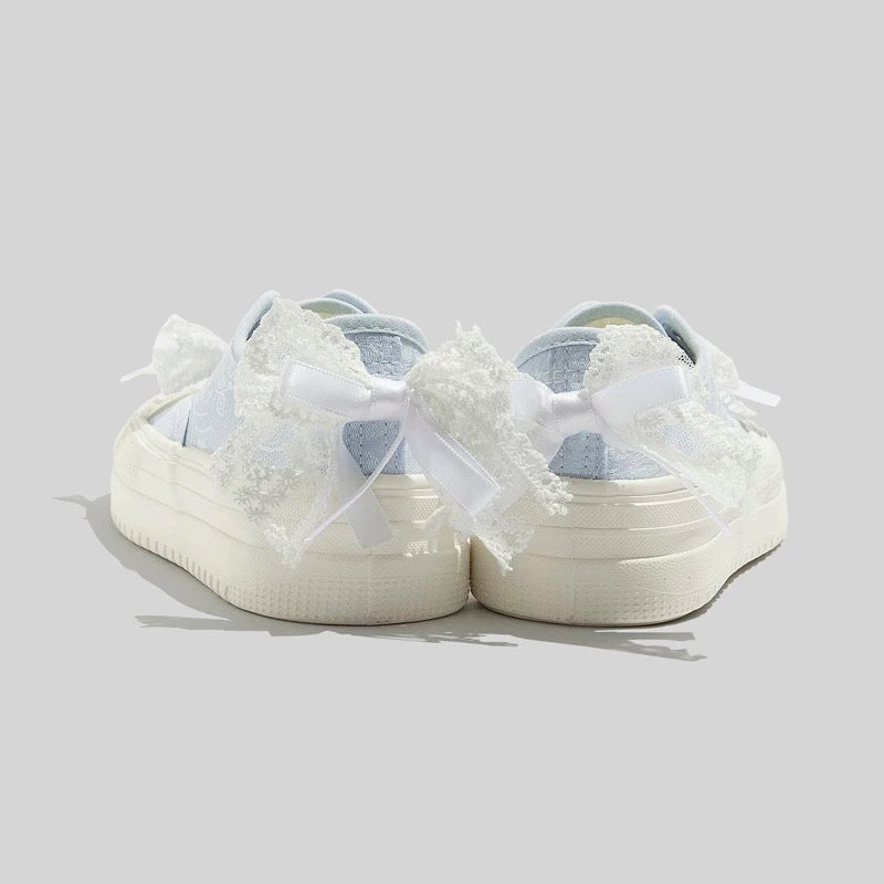 BEIER canvas shoes women's niche ribbon thick-soled casual shoes 2024 summer thin breathable versatile ins trendy sneakers