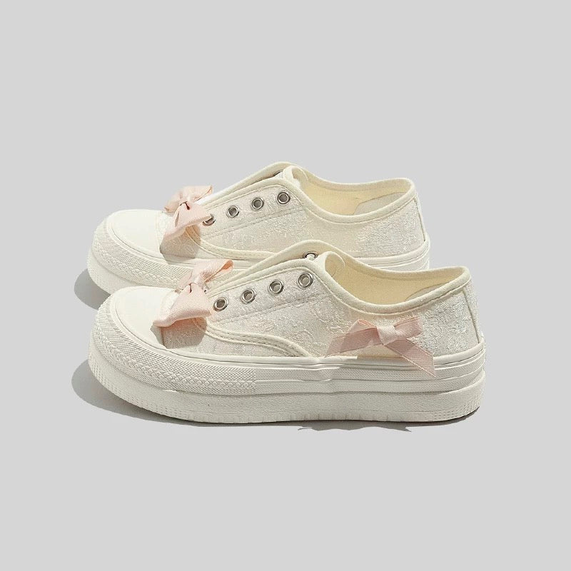 BEIER canvas shoes women's niche ribbon thick-soled casual shoes 2024 summer thin breathable versatile ins trendy sneakers