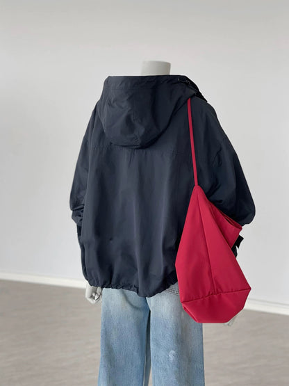 Recommended by CHAO! Autumn breeze ~ Korean style black outdoor casual loose versatile hooded jacket
