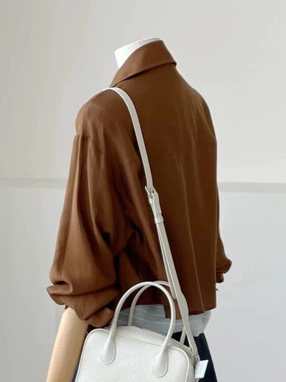 CHAO-level recommendation! Spring and summer outfit ~ Korean brown lightweight work jacket for women with small size sun protection jacket