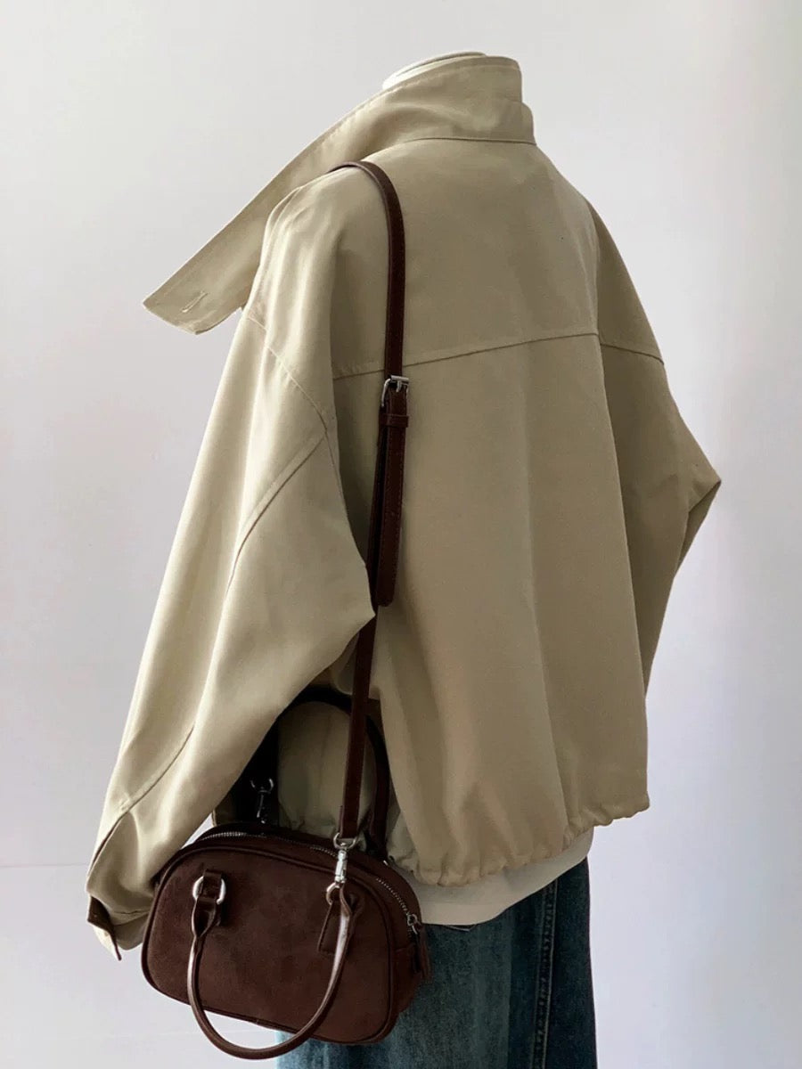 CHAO-level recommendation! Winter new favorite ~ Brown low-key and high-end fashion design sense pilot jacket for women