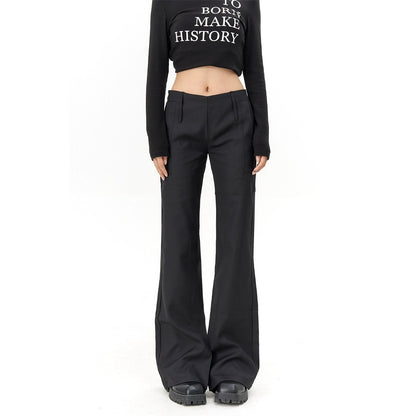 AGUA bell bottoms women's trousers 2024 new spring high-end black low-waist slim casual suit pants trendy