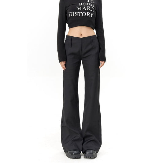AGUA bell bottoms women's trousers 2024 new spring high-end black low-waist slim casual suit pants trendy