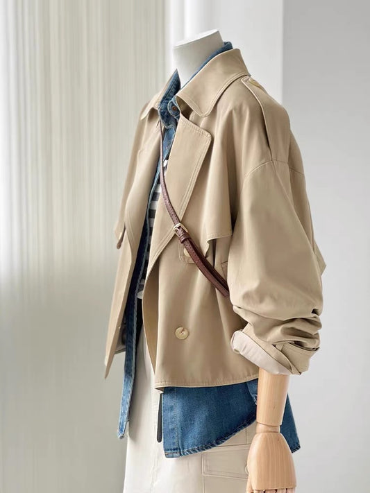 CHAO-level recommendation! Winter outfit ~ Korean retro khaki short workwear casual petite windbreaker for women
