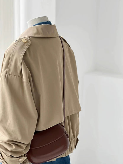CHAO-level recommendation! Winter outfit ~ Korean retro khaki short workwear casual petite windbreaker for women
