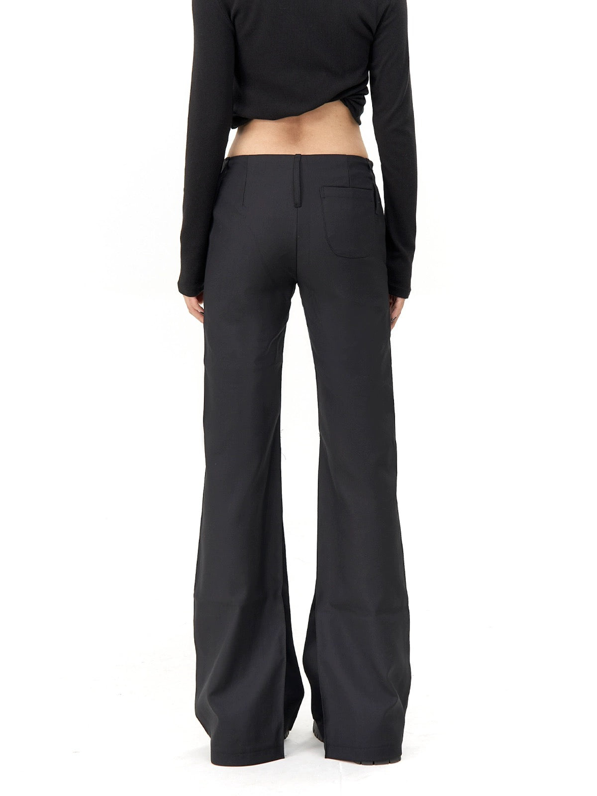 AGUA bell bottoms women's trousers 2024 new spring high-end black low-waist slim casual suit pants trendy