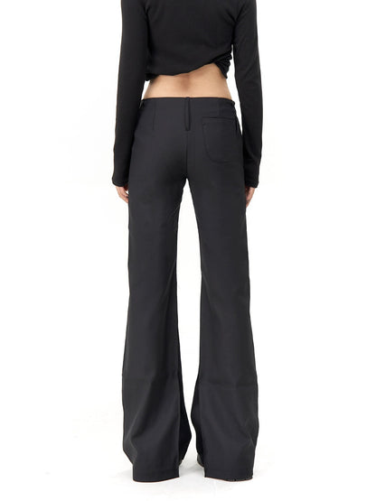 AGUA bell bottoms women's trousers 2024 new spring high-end black low-waist slim casual suit pants trendy