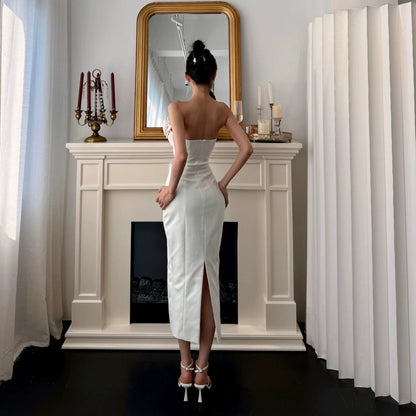 【JINGGUO Luxury】Niche Design 3D Floral Elegant Strapless Slim Fit Elegant Gown Dress 7463