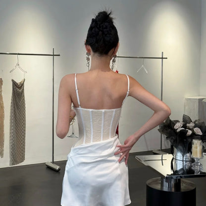 【JINGGUO Luxury】Niche Design, French Sexy Lace Fishbone Waist-Cinching Slip Dress 7553