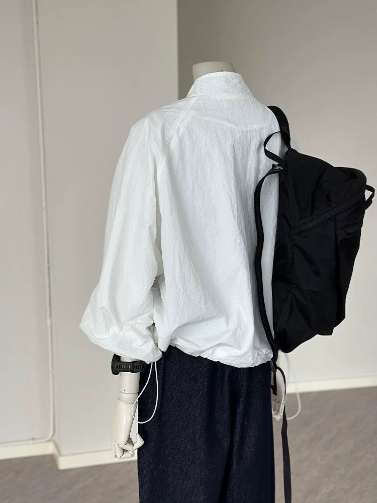 CHAO-level recommendation! Spring new product ~ Korean style white stand-up collar simple light loose baseball jacket