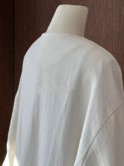 CHAO-level recommendation! Minimalist outfit ~ High-quality full beige cotton and linen blend loose lazy style jacket