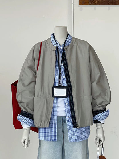 CHAO-level recommendation! Autumn breeze ~ Korean gray outdoor casual jacket layered workwear design coat for women