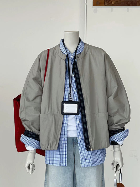 CHAO-level recommendation! Autumn breeze ~ Korean gray outdoor casual jacket layered workwear design coat for women
