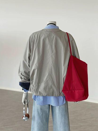 CHAO-level recommendation! Autumn breeze ~ Korean gray outdoor casual jacket layered workwear design coat for women
