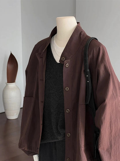 CHAO-level recommendation! Really whitening ~ Korean version of Ankora red stand-up collar casual loose short jacket for women