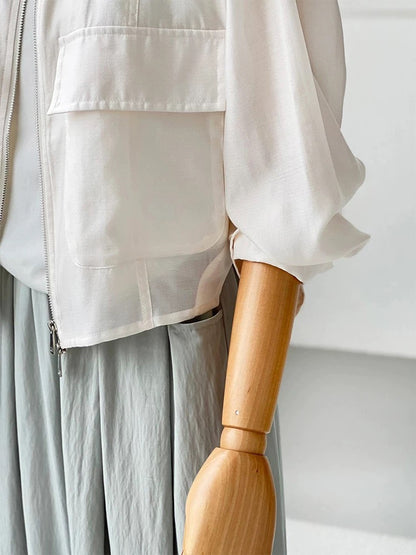 Recommended by CHAO! Korean style white cotton short loose sports jacket
