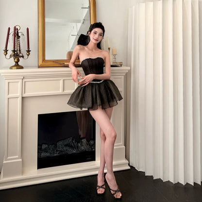 【JINGGUO Luxury】Niche Design, Heavy-Duty Rhinestone Studded Strapless Dress, High-End Evening Gown 7454