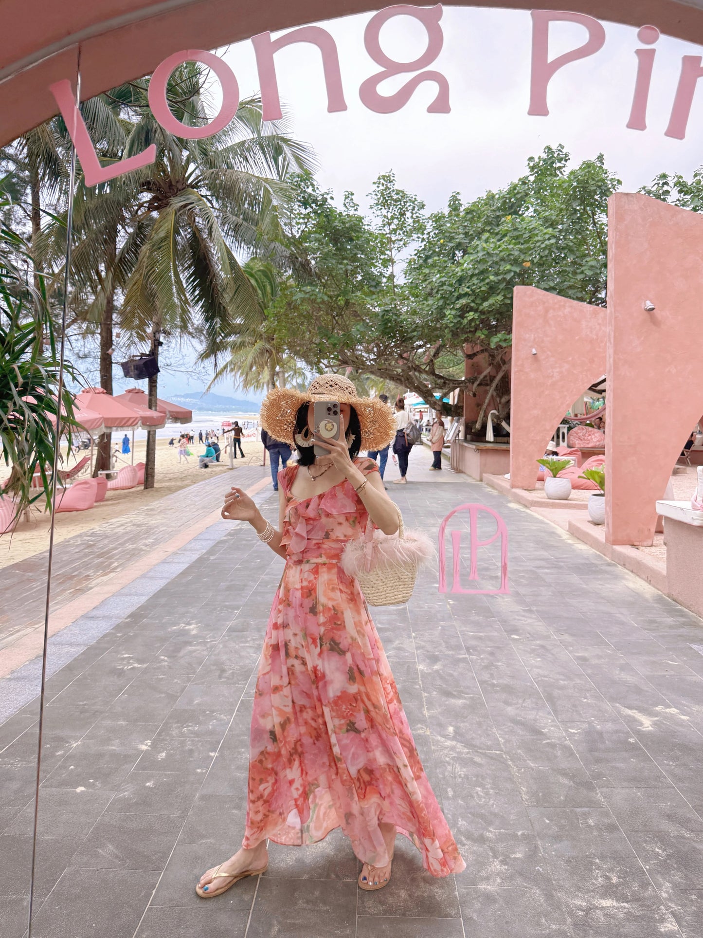 Wu Lingling [Summer Fragrance] French Floral Square Neck Elegant Dress Retro Waist-cinching Skirt