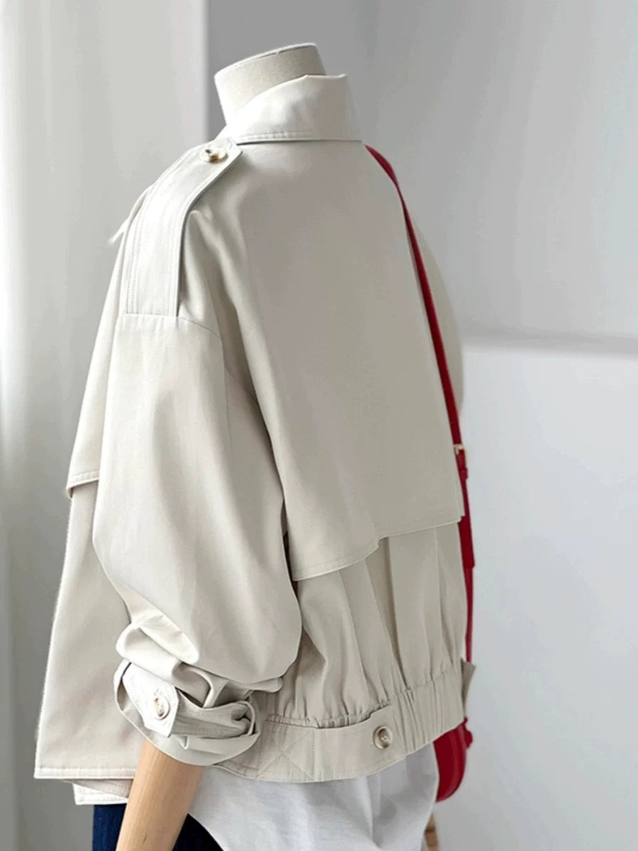 CHAO-level recommendation! Minimalist textured outfit for the workplace ~ Creamy white trench coat for women, designed windproof jacket