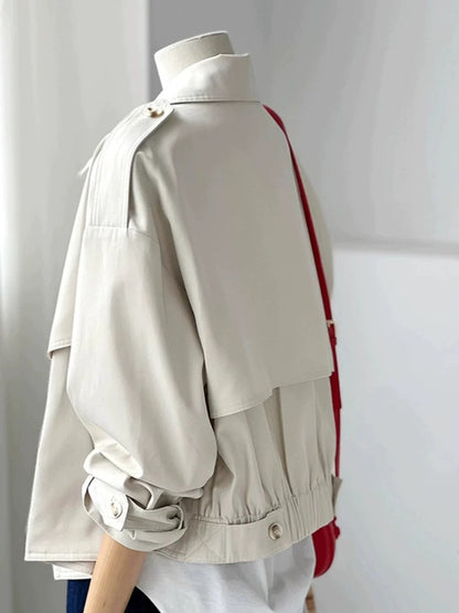 CHAO-level recommendation! Minimalist textured outfit for the workplace ~ Creamy white trench coat for women, designed windproof jacket