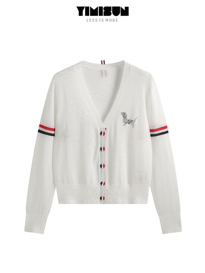 YIMISUN summer new hot brick puppy college style thin ice silk sun protection shirt loose and versatile simple air-conditioned shirt