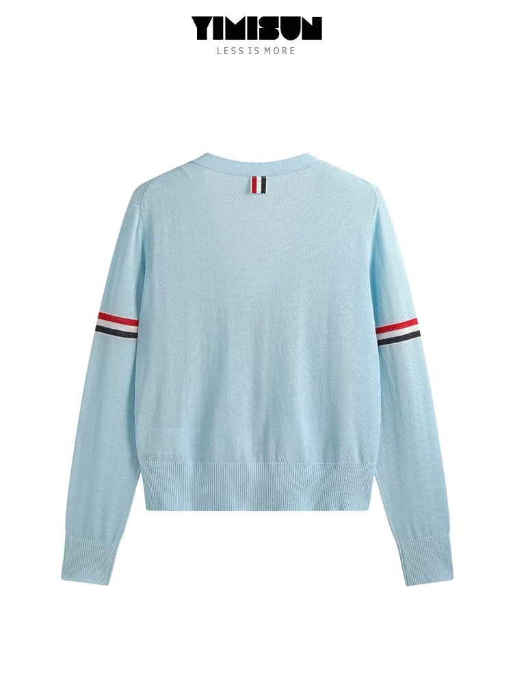 YIMISUN summer new hot brick puppy college style thin ice silk sun protection shirt loose and versatile simple air-conditioned shirt