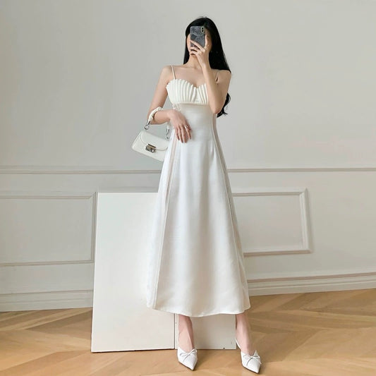 2024 new summer women's clothing design French first love skirt waist slimming gentle style suspender dress