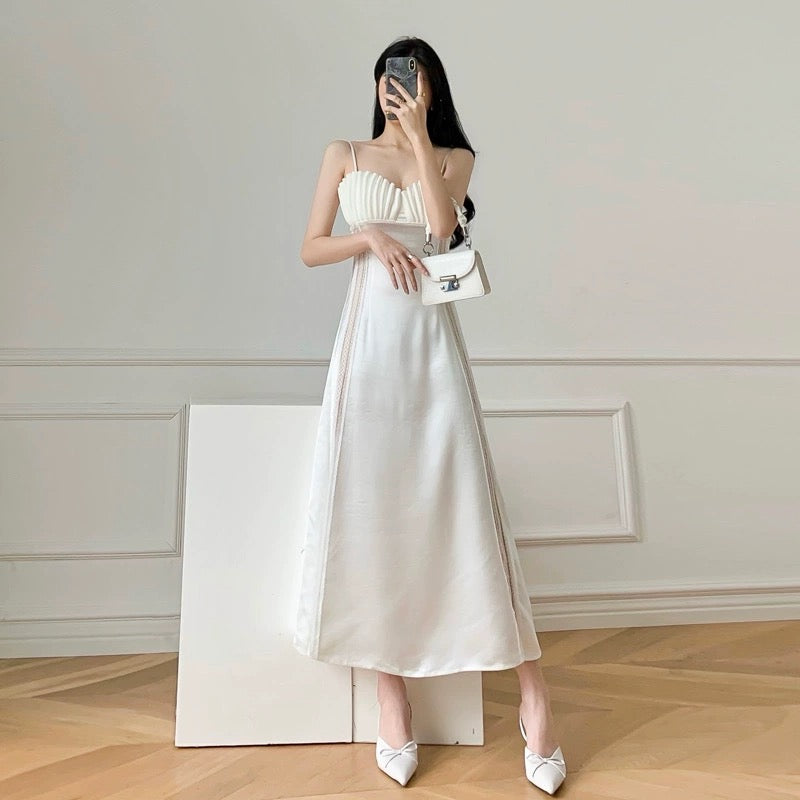 2024 new summer women's clothing design French first love skirt waist slimming gentle style suspender dress